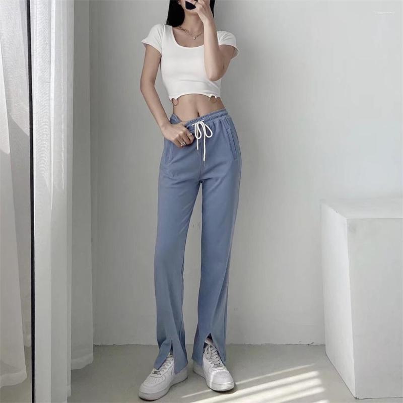 Women' Pants Summer Street Solid Color High Waist Cotton Split Casual Women' All-match Elastic Straight Trousers Ms, Dark grey
Women' Pants Summer Street Solid Color High Waist Cotton Split Casual Women' All-match Elastic Straight Trousers Ms, Dark grey