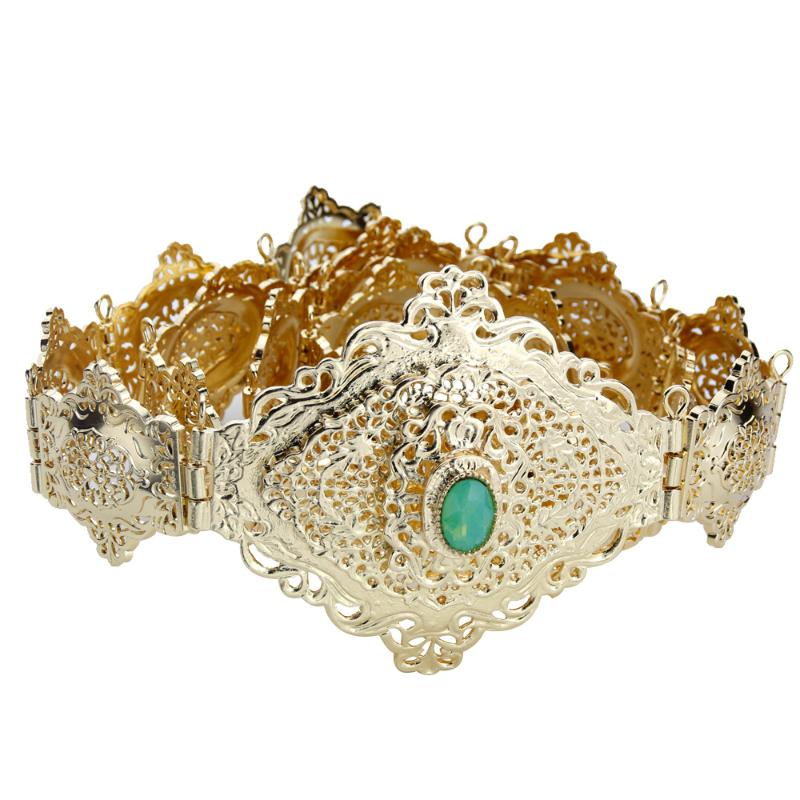 Belts Sunspicems 2023 Golden Algeria Morocco Caftan Belt For Women Metal Waist Mint Green Stone Adjustable Length Custom Color, Black 
Belts Sunspicems 2023 Golden Algeria Morocco Caftan Belt For Women Metal Waist Mint Green Stone Adjustable Length Custom Color, Black