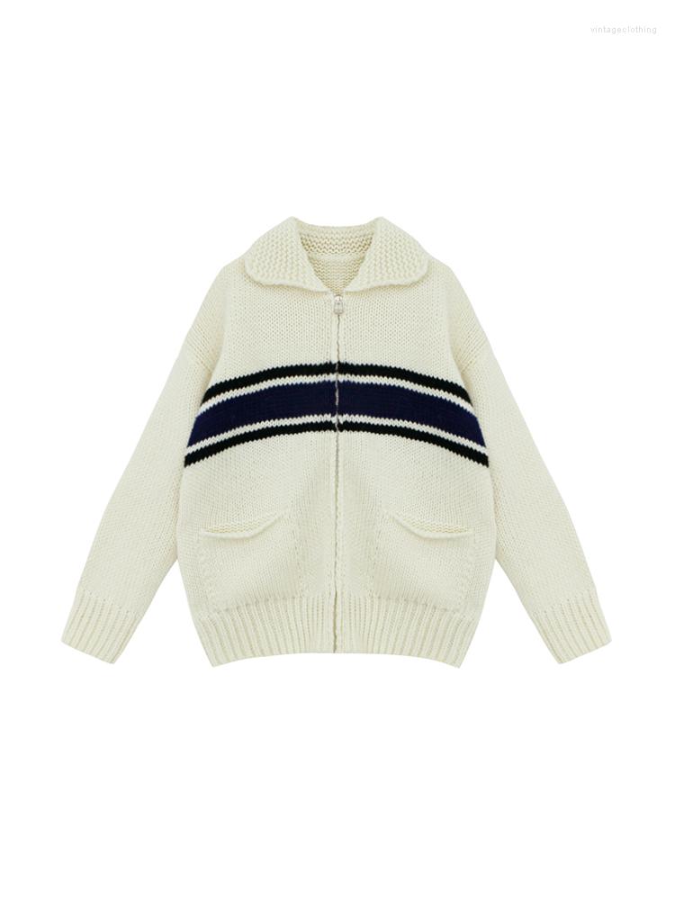 Women's Knits Autumn Winter Women 2023 Turn-down Collar Contrast Color Knitwear Baggy Long Sleeve Zipper Design Knitted Cardigan Sweater, White
Women's Knits Autumn Winter Women 2023 Turn-down Collar Contrast Color Knitwear Baggy Long Sleeve Zipper Design Knitted Cardigan Sweater, White