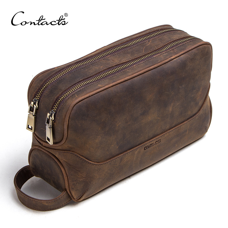Cosmetic Bags Cases CONTACT'S crazy horse genuine leather men's cosmetic bag male toiletry bag vintage wash bags man's make up bags travel organizer 230203, Black
Cosmetic Bags Cases CONTACT'S crazy horse genuine leather men's cosmetic bag male toiletry bag vintage wash bags man's make up bags travel organizer 230203, Black