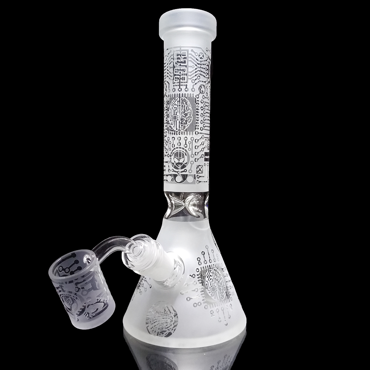 sandblasted glass bong beaker base dab rig oil wax smoking glass water pipe sand caving water bong UFO fashion beaker bongs Design Luxurys