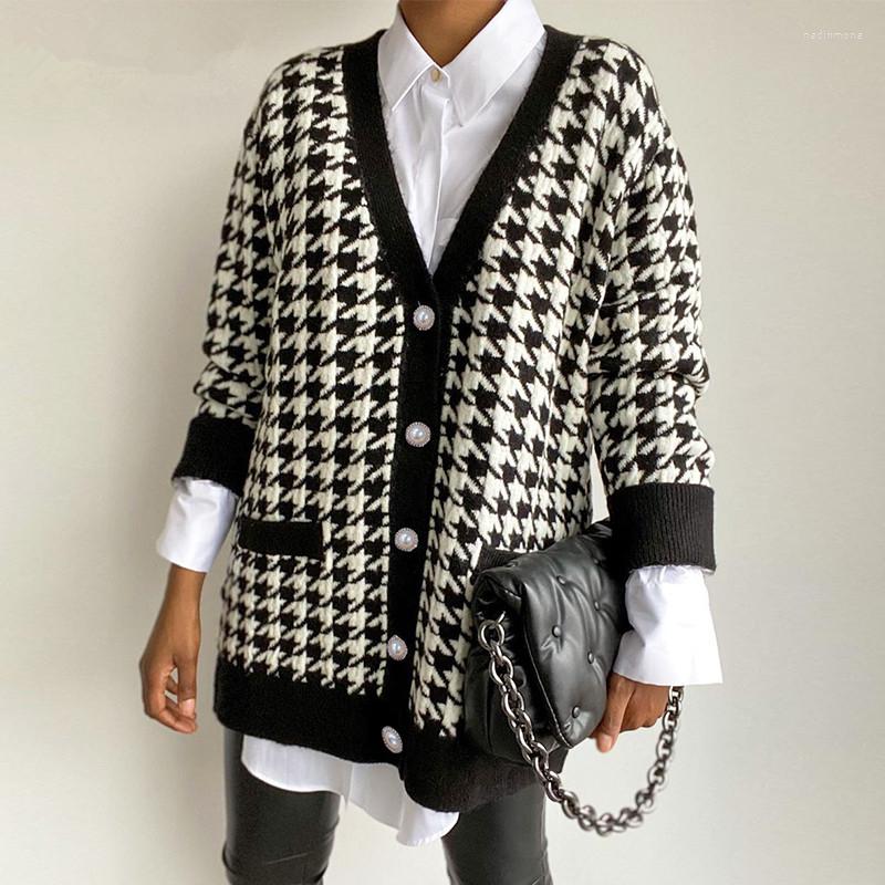 Women' Knits Ladies Houndstooth Autumn Winter Cardigans Women Sweater Coat Knitted Loose Oversized Sweaters Jacket Jumper Female Tops, Black
Women' Knits Ladies Houndstooth Autumn Winter Cardigans Women Sweater Coat Knitted Loose Oversized Sweaters Jacket Jumper Female Tops, Black