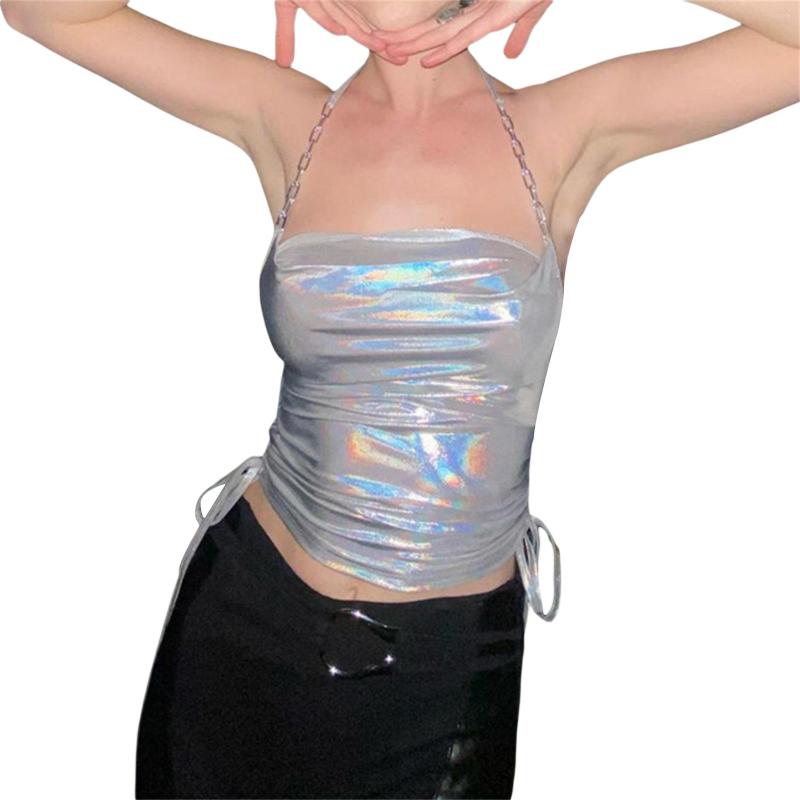 Women' Tanks Sexy Women Halter Tank Tops 2023 Summer Sleeveless Back Tie-Up Backless Drawstring Dazzle Chain Sling Vest Casual Simple
Women' Tanks Sexy Women Halter Tank Tops 2023 Summer Sleeveless Back Tie-Up Backless Drawstring Dazzle Chain Sling Vest Casual Simple
