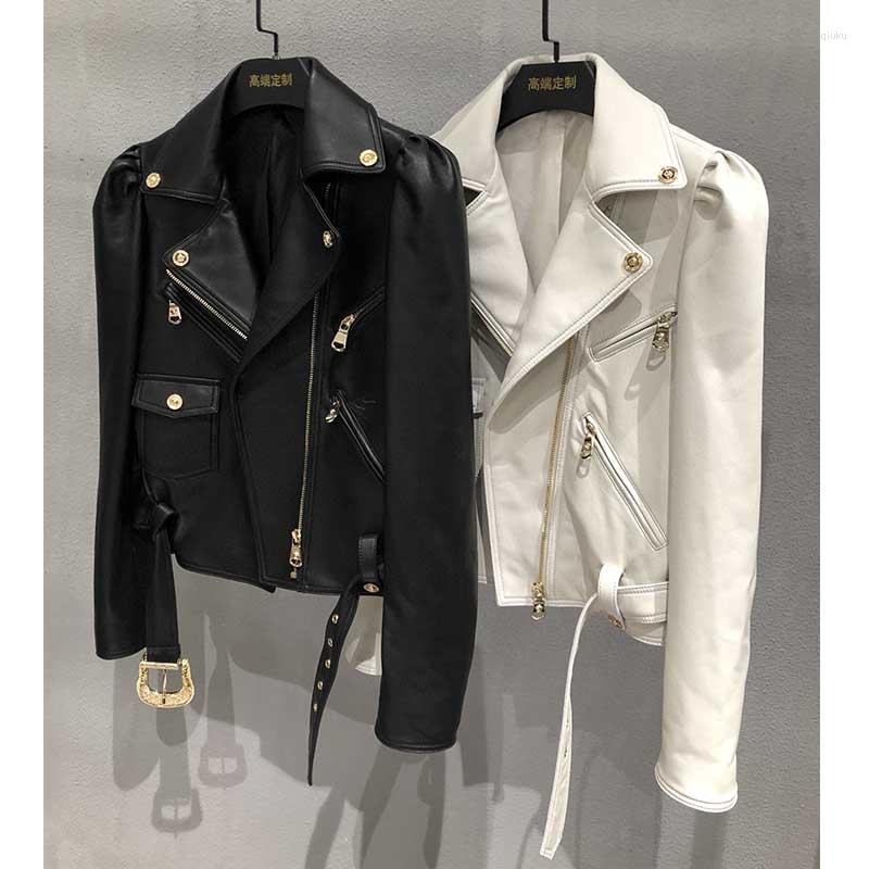 Women' Jackets Cosmicchic 2023 Autumn Women Sheepskin Jacket Puff Sleeve Zipper Belt Short Coat Black White Bomber Genuine Leather Outwear
Women' Jackets Cosmicchic 2023 Autumn Women Sheepskin Jacket Puff Sleeve Zipper Belt Short Coat Black White Bomber Genuine Leather Outwear