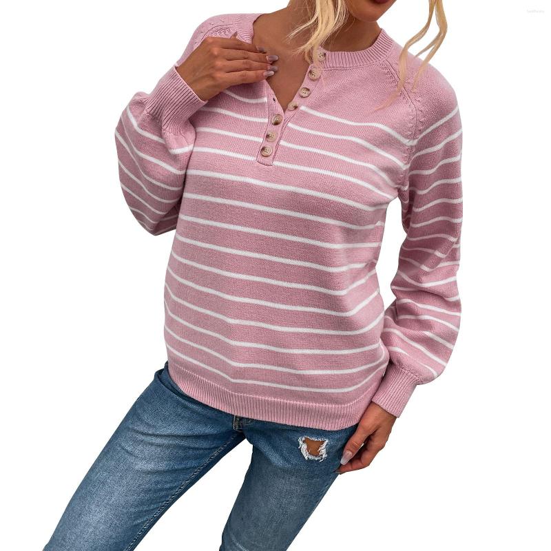 Women' Knits Women Color Block Sweater Adults Button-down Stripe Print Lantern Sleeve Round Neck Knitwear, Pink
Women' Knits Women Color Block Sweater Adults Button-down Stripe Print Lantern Sleeve Round Neck Knitwear, Pink