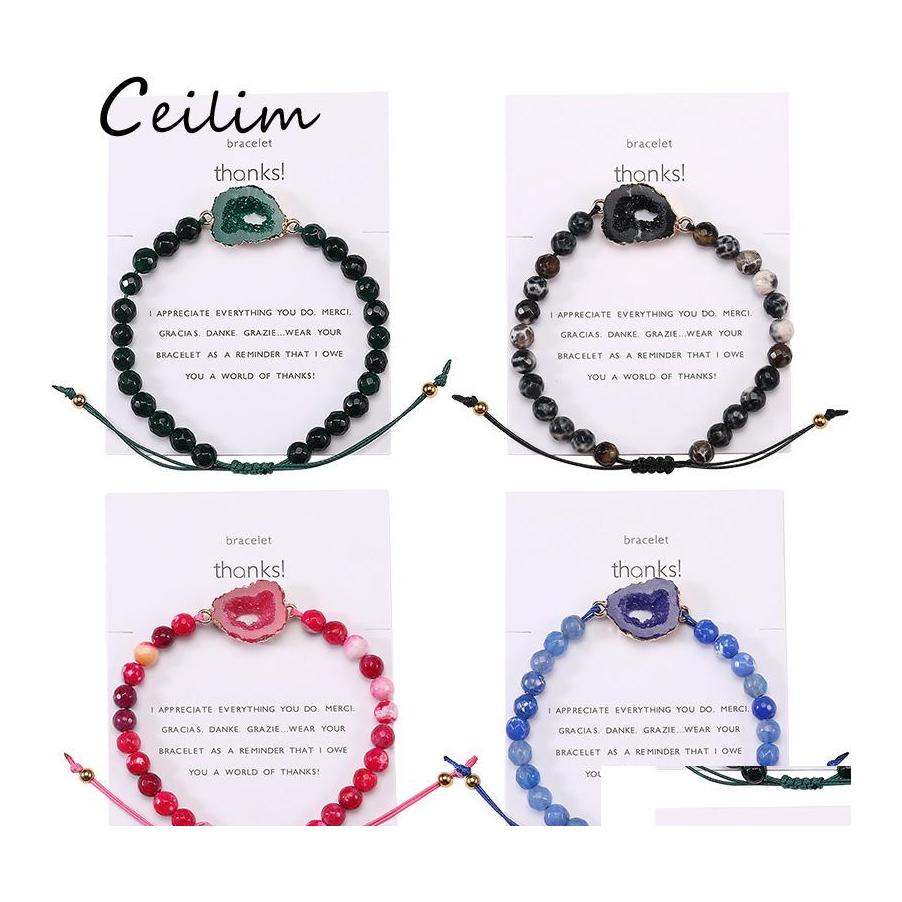 Beaded Strands Fashion Natural Stone Agate Bead Bracelet For Women Resin Druzy Charm Bracelets With Card Handmade Woven Rope Chain Otojd
Beaded Strands Fashion Natural Stone Agate Bead Bracelet For Women Resin Druzy Charm Bracelets With Card Handmade Woven Rope Chain Otojd