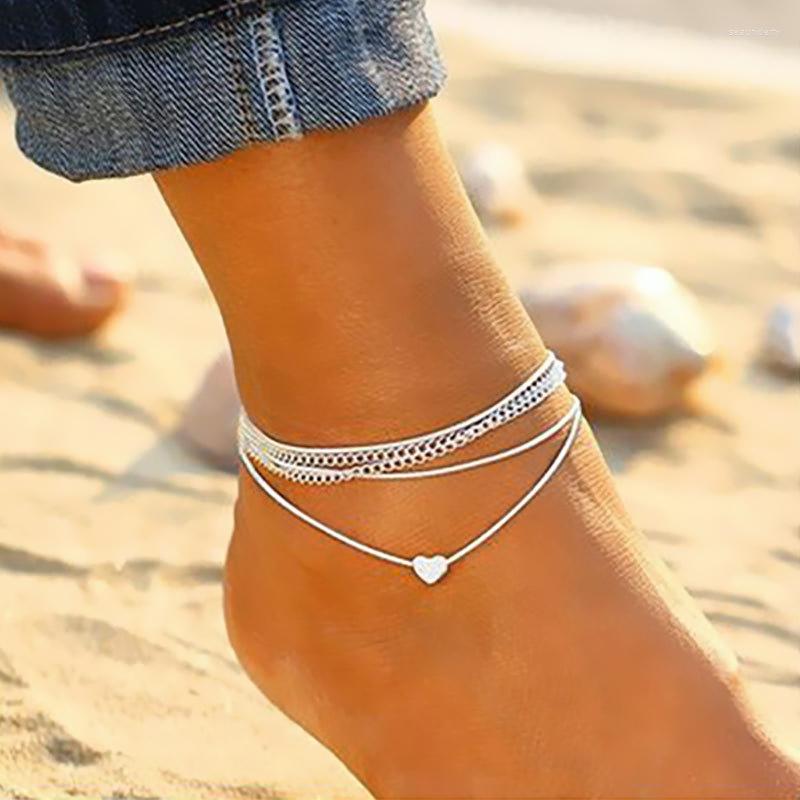 Anklets Female Multilayer Love Heart Anklet Simple Silver Plated White Rope Foot Chain Women Beach Bohemian Jewelry Accessories
Anklets Female Multilayer Love Heart Anklet Simple Silver Plated White Rope Foot Chain Women Beach Bohemian Jewelry Accessories
