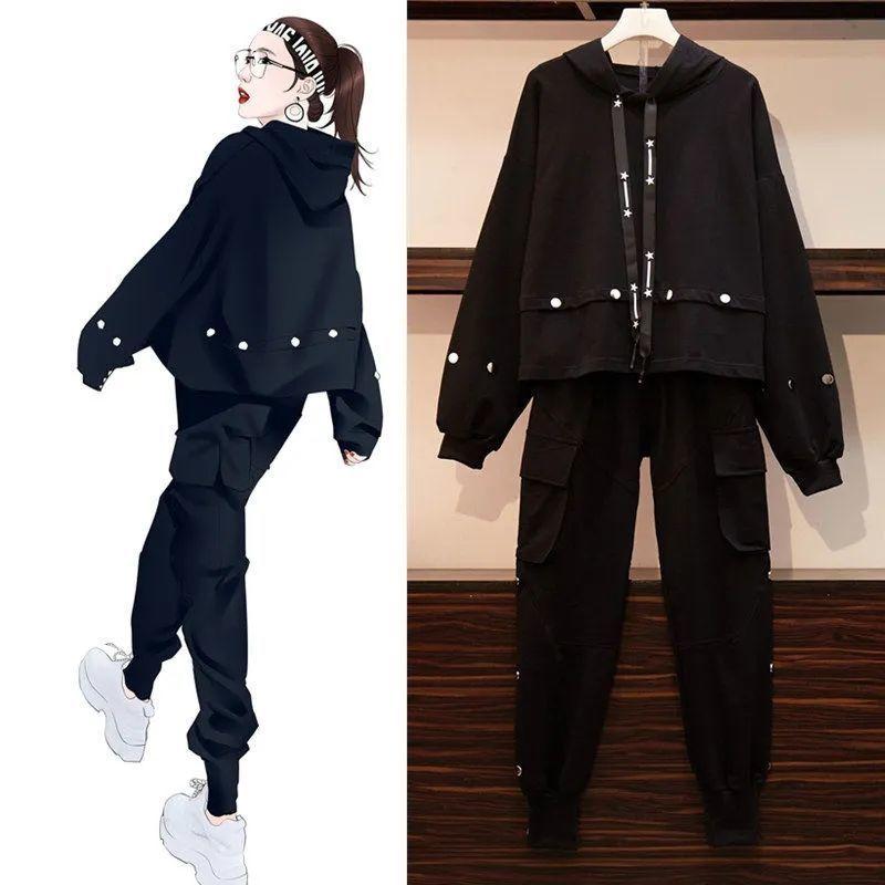 Women's Two Piece Pants Woman Set Female Casual Fleece Tracksuit Sets Hooded Long Sleeve Hoodie Sport High Waist Ladies Suit G98Women's, Black
Women's Two Piece Pants Woman Set Female Casual Fleece Tracksuit Sets Hooded Long Sleeve Hoodie Sport High Waist Ladies Suit G98Women's, Black