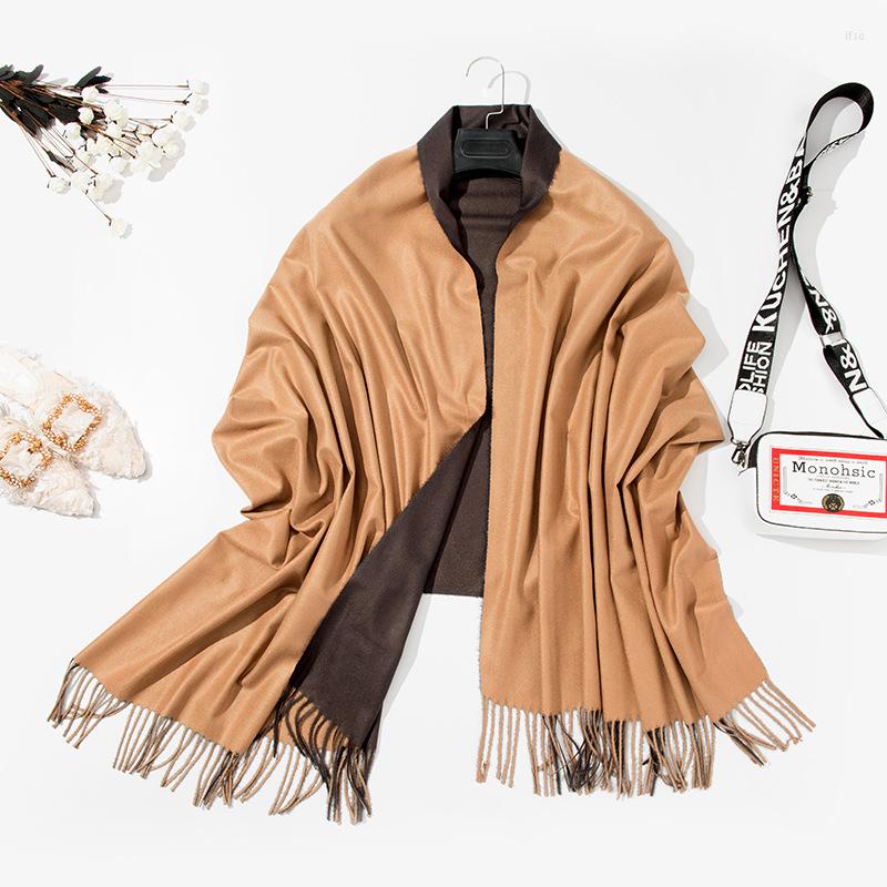 Scarves Autumn Winter Color Matching Double-sided Top Grade Cashmere Scarf Women Thickened Warm Shawl Long Tassel Bib Scarves/Wraps
Scarves Autumn Winter Color Matching Double-sided Top Grade Cashmere Scarf Women Thickened Warm Shawl Long Tassel Bib Scarves/Wraps