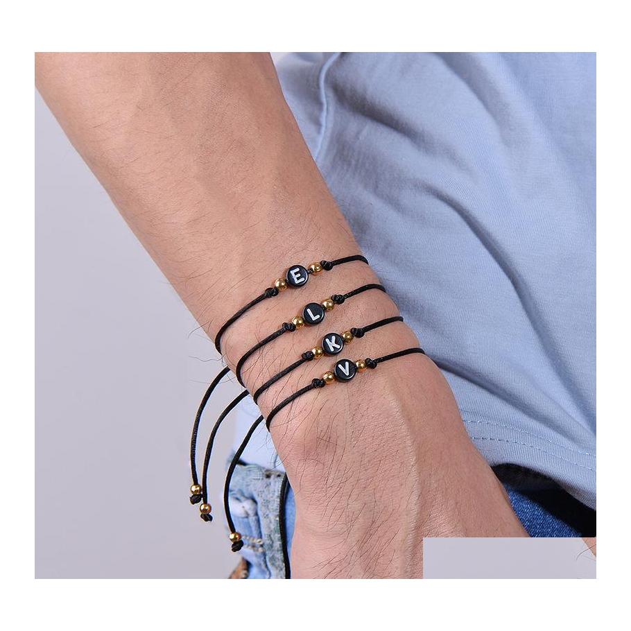 Charm Bracelets Handmade 26 Initial Bracelet Black Red Thread String Ropeadjustable Women Men Initials Name Statement Couple Jewelry Otjca 
Charm Bracelets Handmade 26 Initial Bracelet Black Red Thread String Ropeadjustable Women Men Initials Name Statement Couple Jewelry Otjca
