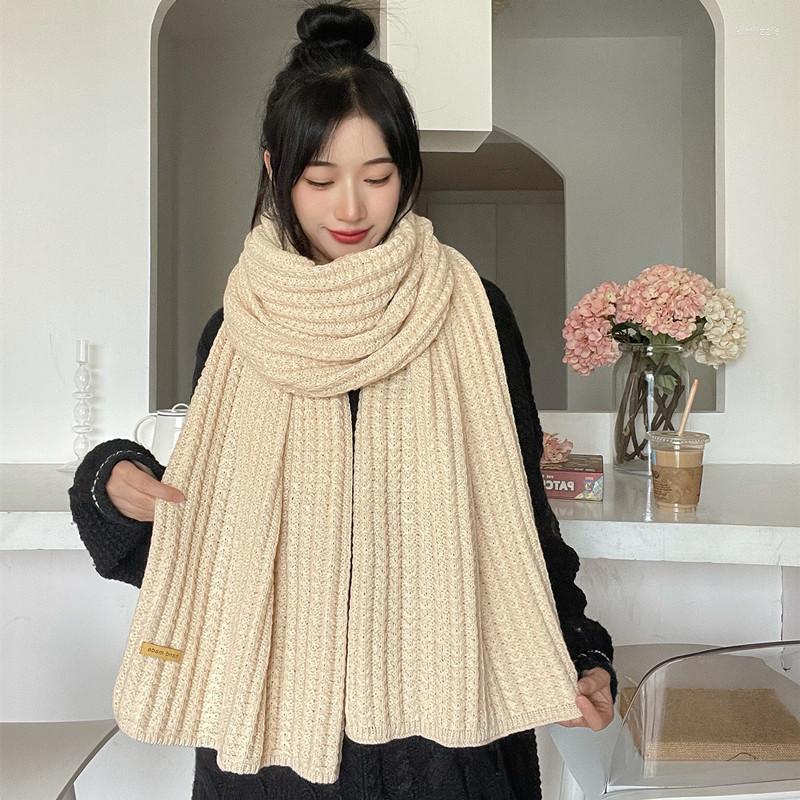 Scarves Korean For Women In Autumn And Winter Thickened Thermal Wool Knitting Students' Japanese Lovers'