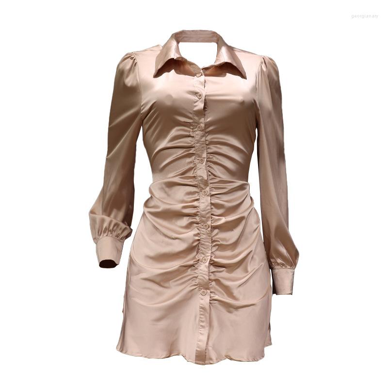 Casual Dresses Sexy Long Sleeve Solid Color Lapel Shirt Dress For Women 2023 Spring Autumn Backless Lace Up High Waist Fold Mini
Casual Dresses Sexy Long Sleeve Solid Color Lapel Shirt Dress For Women 2023 Spring Autumn Backless Lace Up High Waist Fold Mini
