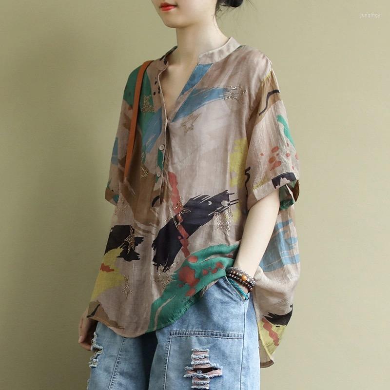 Women's Blouses Women Shirt Vintage Summer 2023 V-neck Thin Cotton Cardigan Loose Printing Fashion Blouse YoYiKamomo, Multi
Women's Blouses Women Shirt Vintage Summer 2023 V-neck Thin Cotton Cardigan Loose Printing Fashion Blouse YoYiKamomo, Multi