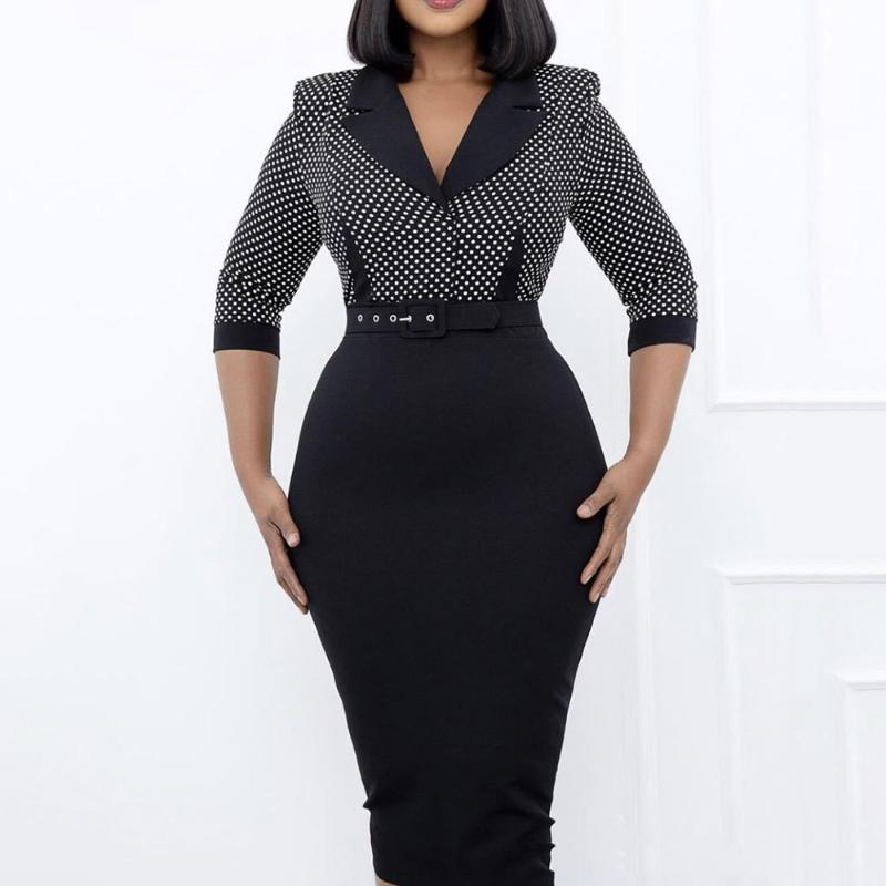 Casual Dresses HAOOHU Office Lady Bodycon Sexy Split Fashion Polka Dots Vintage 3/4 Sleeves Formal Party Ladylike Midi Female Dress, Black
Casual Dresses HAOOHU Office Lady Bodycon Sexy Split Fashion Polka Dots Vintage 3/4 Sleeves Formal Party Ladylike Midi Female Dress, Black