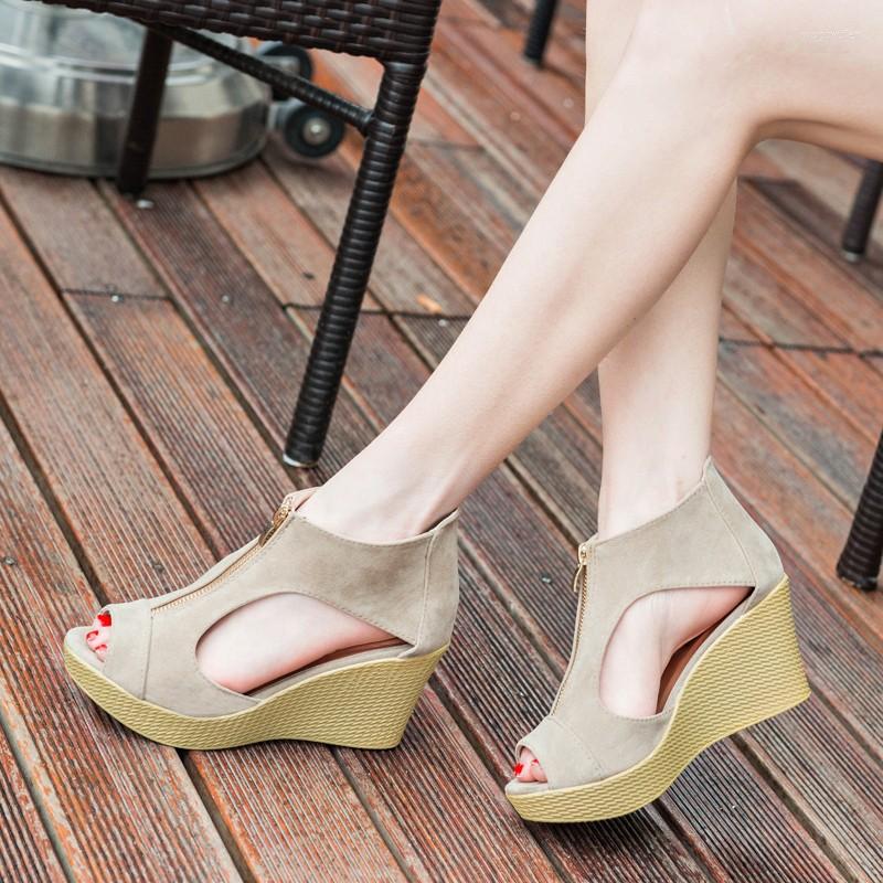 Dress Shoes Summer Women Comfortable Sandals Wedge Open Toe Female Casual High Heel Front Zip Sandal Trendy Ladies Platform Fish Mouth, Black 
Dress Shoes Summer Women Comfortable Sandals Wedge Open Toe Female Casual High Heel Front Zip Sandal Trendy Ladies Platform Fish Mouth, Black