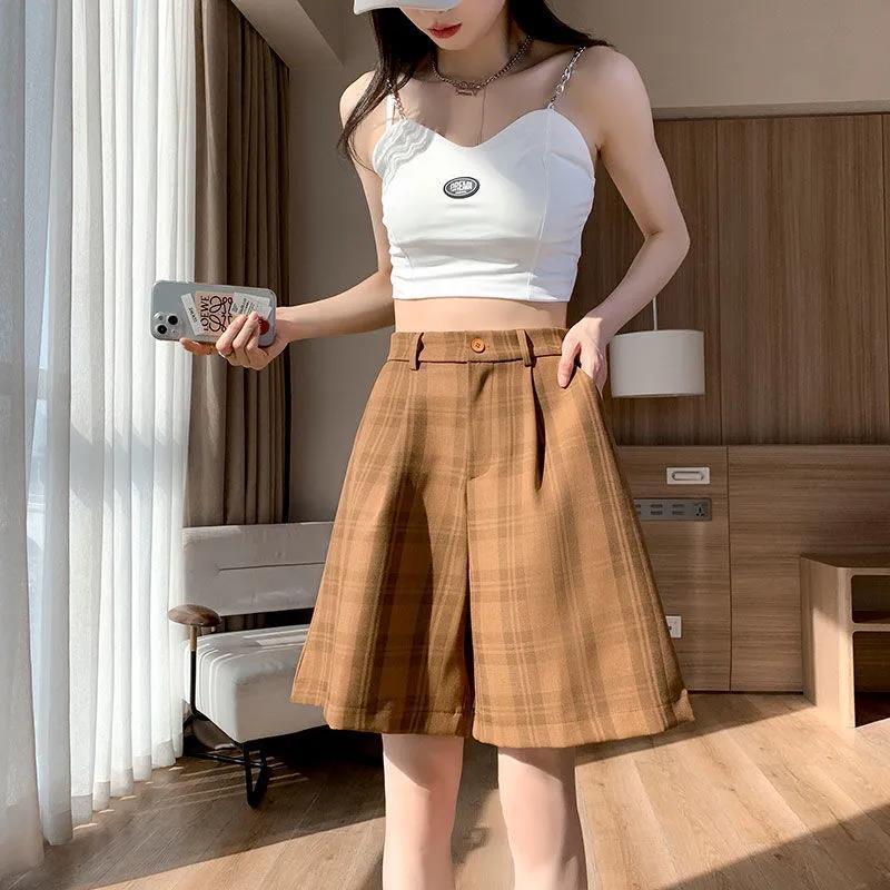 Women' Pants & Capris Summer Plaid Shorts Simple Style Loose Casual 2023 Korean Elegant Brown High Waist A-shaped ShortsWomen, Gray
Women' Pants & Capris Summer Plaid Shorts Simple Style Loose Casual 2023 Korean Elegant Brown High Waist A-shaped ShortsWomen, Gray