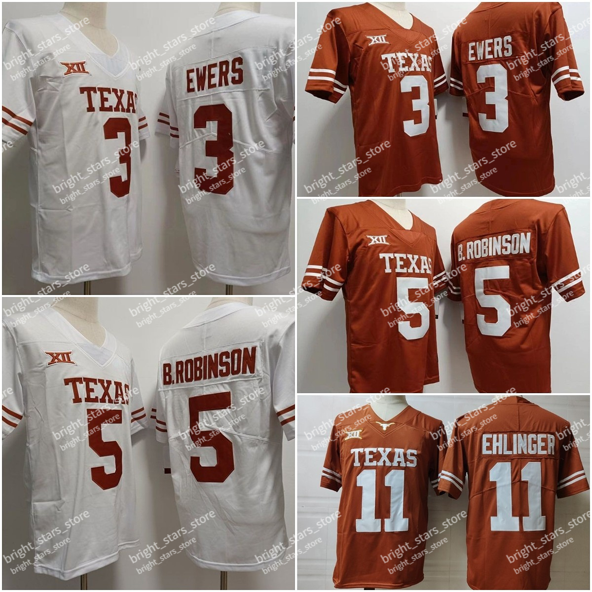 NCAA 5 Bijan Robinson Football Jersey 11 Sam Ehlinger 3 Quinn Ewers Brown White Texas Longhorns Stitched Jerseys, Men;as
NCAA 5 Bijan Robinson Football Jersey 11 Sam Ehlinger 3 Quinn Ewers Brown White Texas Longhorns Stitched Jerseys, Men;as