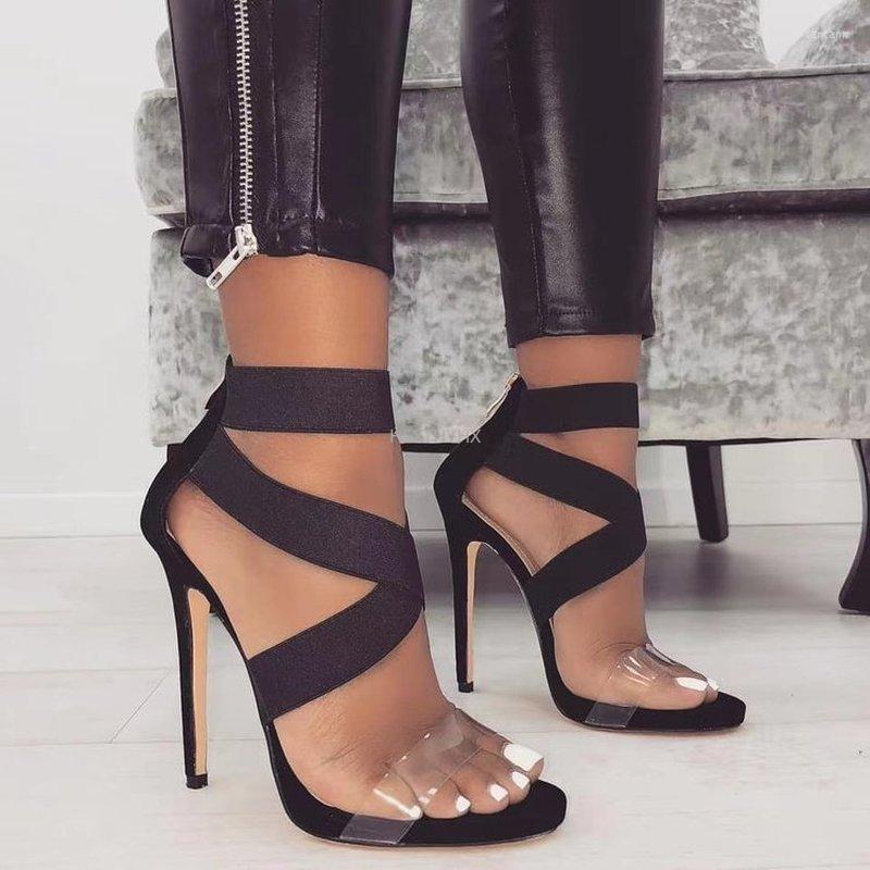 Dress Shoes PVC Belt Patchwork Stretch Fabric High Heels Women Fashion Open Toe Thin Casual Transparent Sexy Party Wedding, Black
Dress Shoes PVC Belt Patchwork Stretch Fabric High Heels Women Fashion Open Toe Thin Casual Transparent Sexy Party Wedding, Black