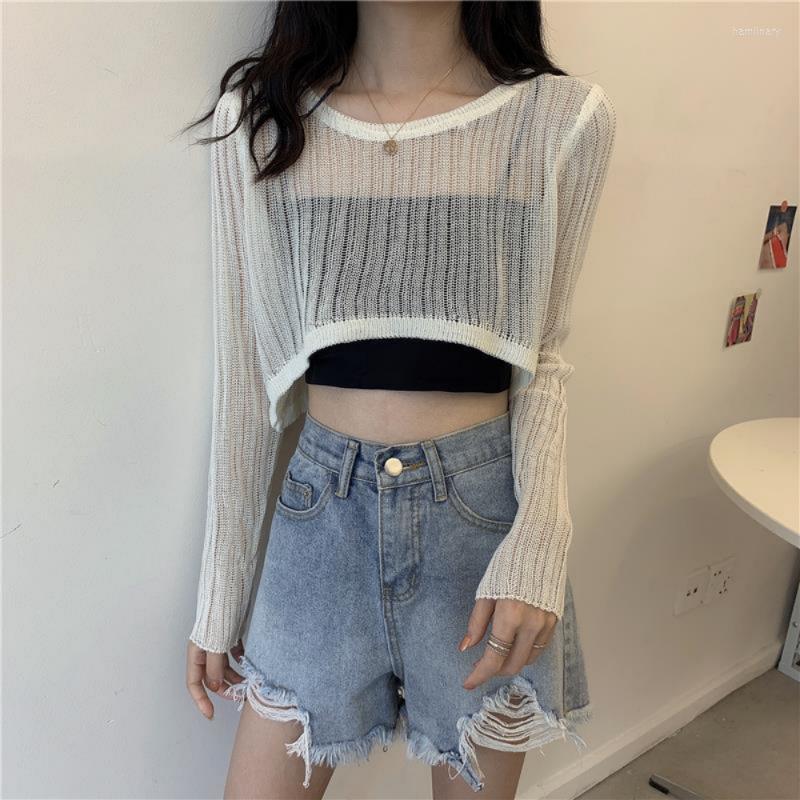 Women's Knits Knit Round Neck Long Sleeve Female T-Shirt White Transparent Ultra-Thin Sexy Loose Crop Top High Street Short Tops Women T, Black
Women's Knits Knit Round Neck Long Sleeve Female T-Shirt White Transparent Ultra-Thin Sexy Loose Crop Top High Street Short Tops Women T, Black