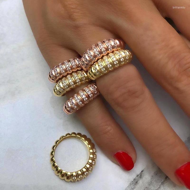 Cluster Rings Classic CZ Twist Band Dome Ring Rose Gold Color Micro Pave Iced Out Bling Engagement Eternity Stack Women Finger RingCluster B
Cluster Rings Classic CZ Twist Band Dome Ring Rose Gold Color Micro Pave Iced Out Bling Engagement Eternity Stack Women Finger RingCluster B