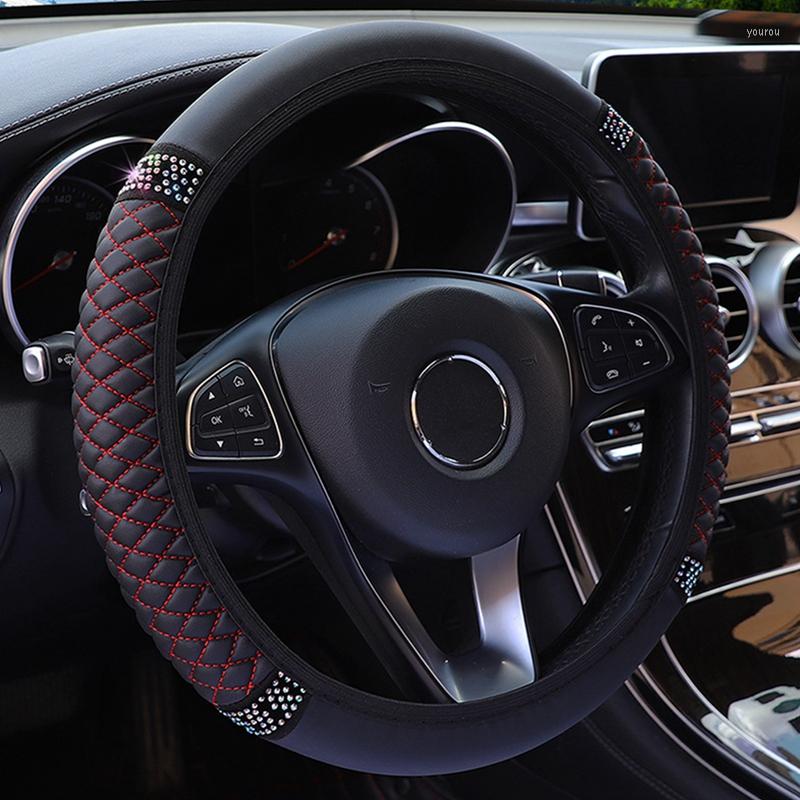 Steering Wheel Covers Four Seasons Universal Car Cover 37-38cm Leather Embroidered Color Diamond-Studded Elastic
Steering Wheel Covers Four Seasons Universal Car Cover 37-38cm Leather Embroidered Color Diamond-Studded Elastic