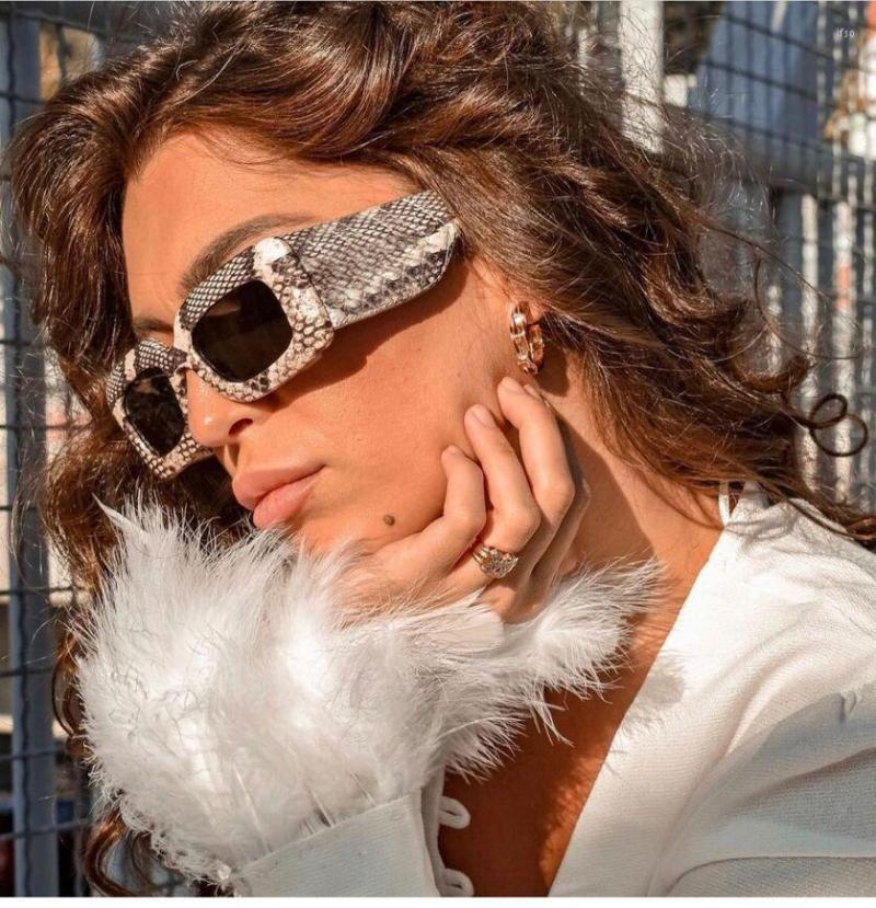 Sunglasses Europe And The United States Modern Retro Snakeskin Pattern Ladies Wide Leg Trend