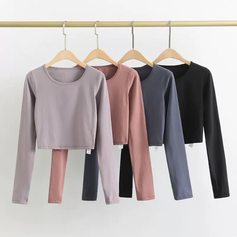Yoga clothing long-sleeved women's naked navel sports top quick-drying running blouse elastic tight fitness T-shirt, Black
Yoga clothing long-sleeved women's naked navel sports top quick-drying running blouse elastic tight fitness T-shirt, Black