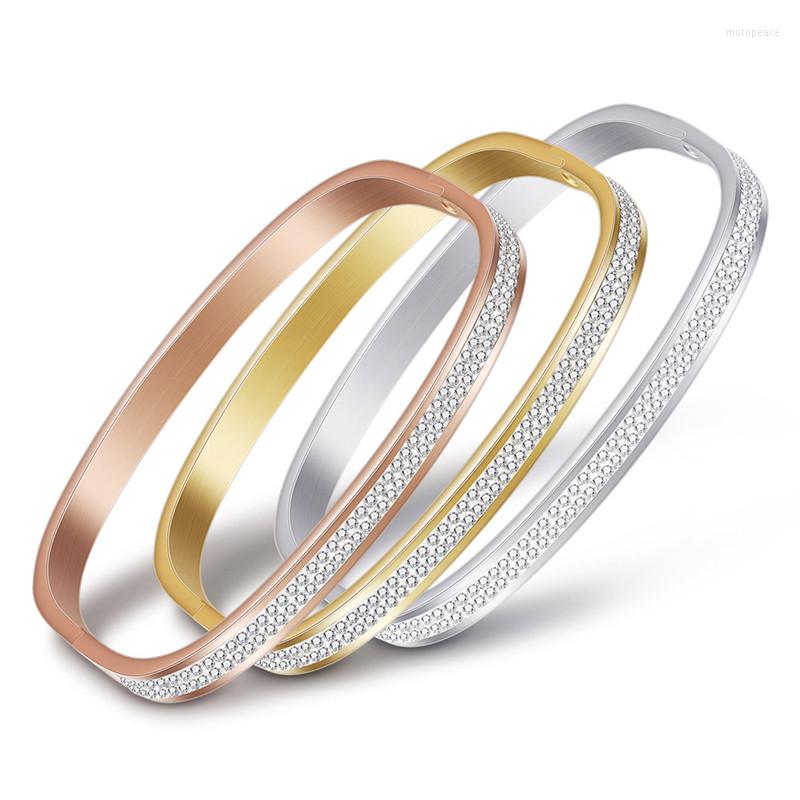 Bangle LETAPI Gold Color Bracelets Bangles Stainless Steel 2 Row Sparkling Cubic Zirconia Wedding Bracelet For Women
Bangle LETAPI Gold Color Bracelets Bangles Stainless Steel 2 Row Sparkling Cubic Zirconia Wedding Bracelet For Women