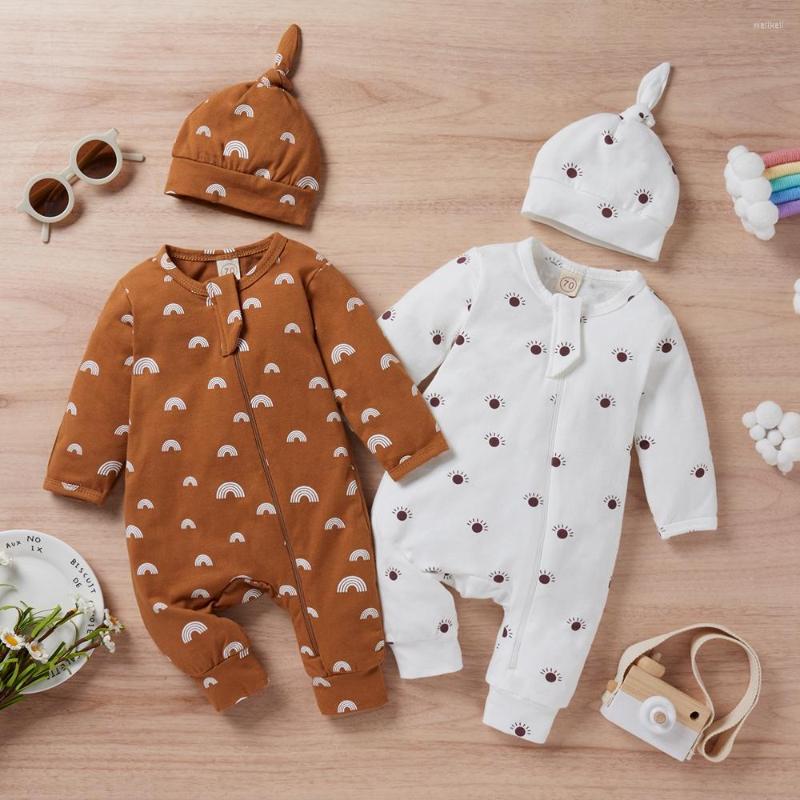 Clothing Sets Infant Sun Rainbow Print Long Sleeve Zipper Jumpsuits Cute Baby Girls Romper Cap 2 Pcs Boys Clothes 0-12 Months
Clothing Sets Infant Sun Rainbow Print Long Sleeve Zipper Jumpsuits Cute Baby Girls Romper Cap 2 Pcs Boys Clothes 0-12 Months