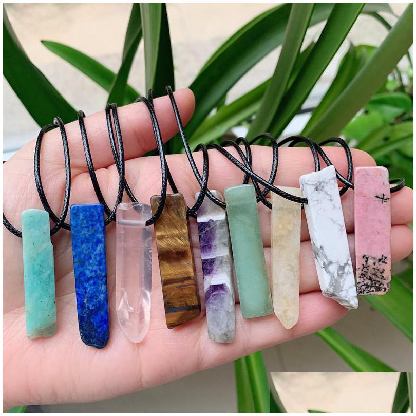 Pendant Necklaces Irregar Quartz Pendum Natural Stone Necklace Amethyst Amazonite Citrines Lapis Pink Crystal Rope Chain Dro Dhgarden Dhmp2
Pendant Necklaces Irregar Quartz Pendum Natural Stone Necklace Amethyst Amazonite Citrines Lapis Pink Crystal Rope Chain Dro Dhgarden Dhmp2