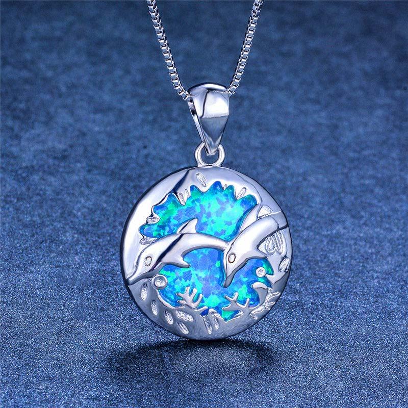 Pendant Necklaces Luxury Female Big Dolphin Pendants Cute Lovely White Blue Fire Opal Necklace Silver Color Wedding For WomenPendant
Pendant Necklaces Luxury Female Big Dolphin Pendants Cute Lovely White Blue Fire Opal Necklace Silver Color Wedding For WomenPendant