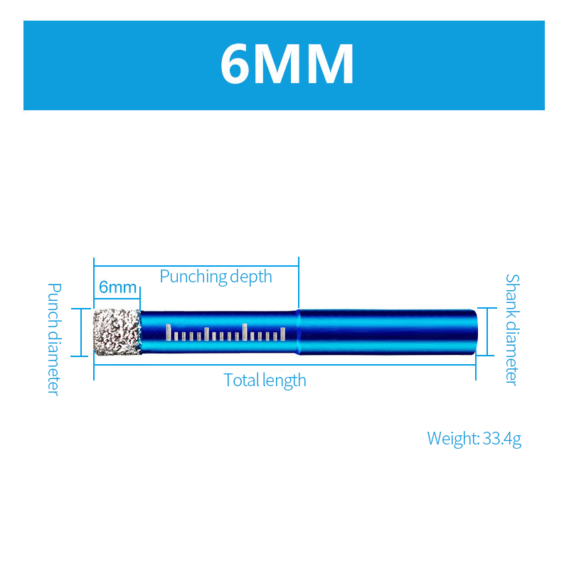 6MM 8MM 10MM 12MM 14MM 16MM Diamond Coated Drill Bit for Tile Marble Glass Ceramic Hole Saw Drill Diamond Core Bit Meal Drilling
