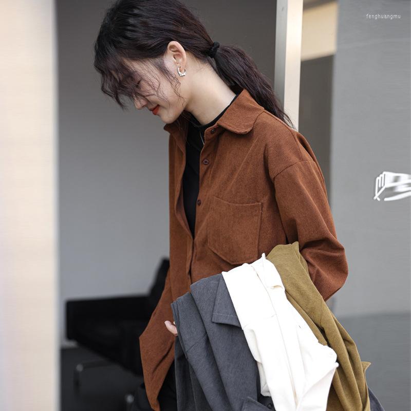 Women' Blouses Fashion Woman Thick Corduroy Single Pocket Shirt Female Long Sleeve Autumn Winter Korean Style Loose Solid Color Coat, Army green
Women' Blouses Fashion Woman Thick Corduroy Single Pocket Shirt Female Long Sleeve Autumn Winter Korean Style Loose Solid Color Coat, Army green