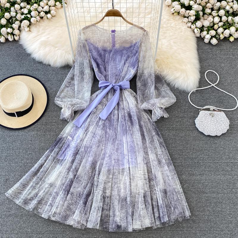 Casual Dresses Autumn Style Ink Wash Retro Puff Sleeve Waist Was Thin Round Neck Mesh Vestidos Feminine Temperament Midi Dress KK1838, Black
Casual Dresses Autumn Style Ink Wash Retro Puff Sleeve Waist Was Thin Round Neck Mesh Vestidos Feminine Temperament Midi Dress KK1838, Black