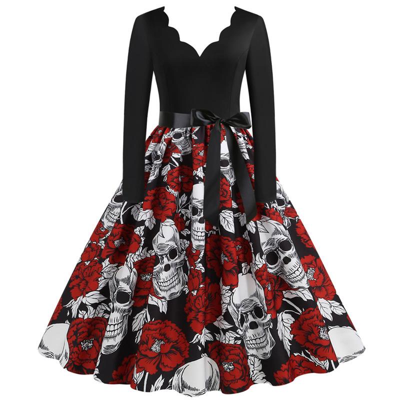 Casual Dresses Halloween Skull Print Dress Slim V-neck Korean Sexy Women Vestido De Mujer Party Y2k
Casual Dresses Halloween Skull Print Dress Slim V-neck Korean Sexy Women Vestido De Mujer Party Y2k