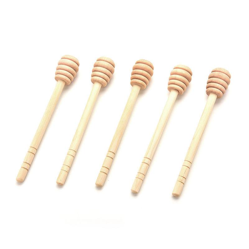 Wooden Stirring Stick Rod Spoon Dip Drizzler Server Long Wooden Mini Bee Honey Dipper Stirrer Muddler 145mm 1 PCS