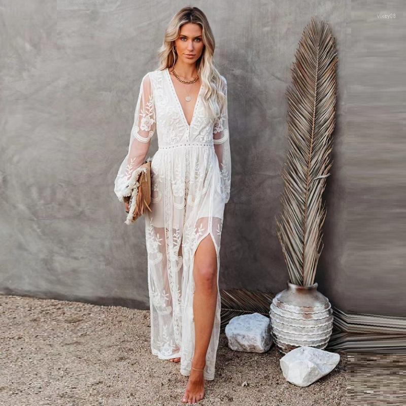 Casual Dresses Vintage Dress Women V-Neck Long Sleeve Ruffles Bohemian Beach Maxi Ladies Chiffon Lace Hollow Out Boho ZZ754
Casual Dresses Vintage Dress Women V-Neck Long Sleeve Ruffles Bohemian Beach Maxi Ladies Chiffon Lace Hollow Out Boho ZZ754