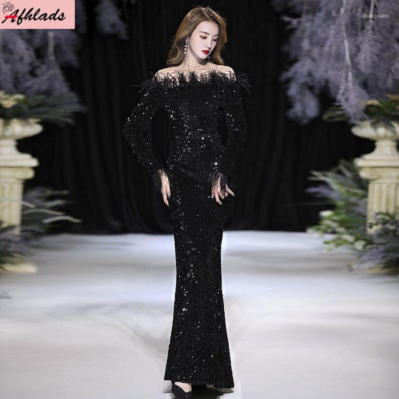 Casual Dresses Summer Luxury Sequins Feather Off The Shoulder High Quality Sexy Long Sleeve Women Maxi Dress Nightclub Fashion Elegant Soli, Black
Casual Dresses Summer Luxury Sequins Feather Off The Shoulder High Quality Sexy Long Sleeve Women Maxi Dress Nightclub Fashion Elegant Soli, Black