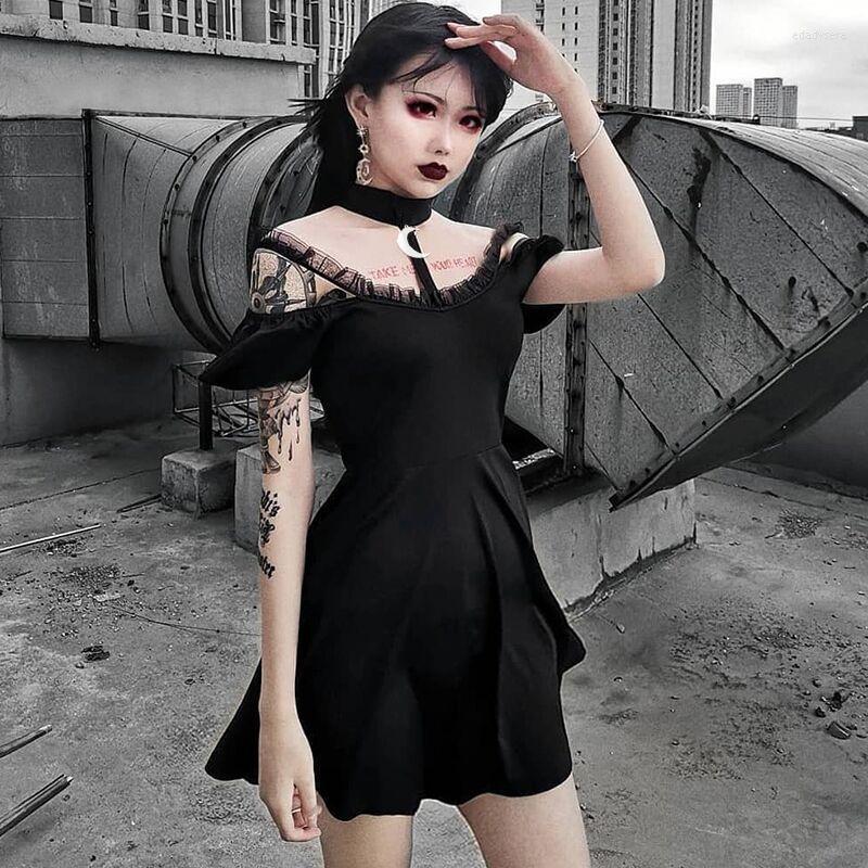Casual Dresses JIEZHOUFANG Women Gothic Style Punk Shoulder Strappy Sexy Evening Party Dress Short Sleeve Lace Ladies Elegant, Black
Casual Dresses JIEZHOUFANG Women Gothic Style Punk Shoulder Strappy Sexy Evening Party Dress Short Sleeve Lace Ladies Elegant, Black