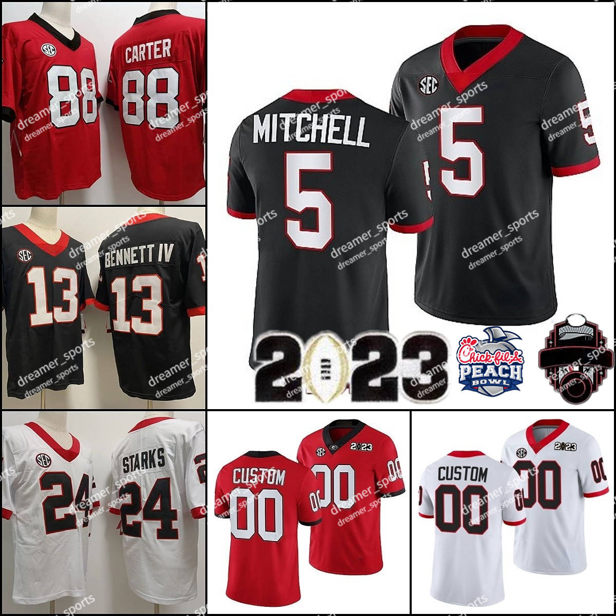 NCAA Football Jersey 88 Jalen Carter 19 Brock Bowers 13 Stetson Bennett IV 84 Ladd McConkey Mitchell Ringo Gilbert McIntosh 44 Milton Walker Peach Bowl Champions, Black jersey
NCAA Football Jersey 88 Jalen Carter 19 Brock Bowers 13 Stetson Bennett IV 84 Ladd McConkey Mitchell Ringo Gilbert McIntosh 44 Milton Walker Peach Bowl Champions, Black jersey