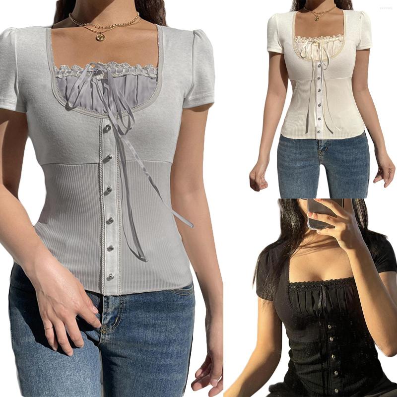 Women' T Shirts 2023 Korean Cute Y2K Retro Cotton Tops Lace Patchwork Buttons Kawaii Tshirts Autumn Square Collar Chic Casual, Beige
Women' T Shirts 2023 Korean Cute Y2K Retro Cotton Tops Lace Patchwork Buttons Kawaii Tshirts Autumn Square Collar Chic Casual, Beige