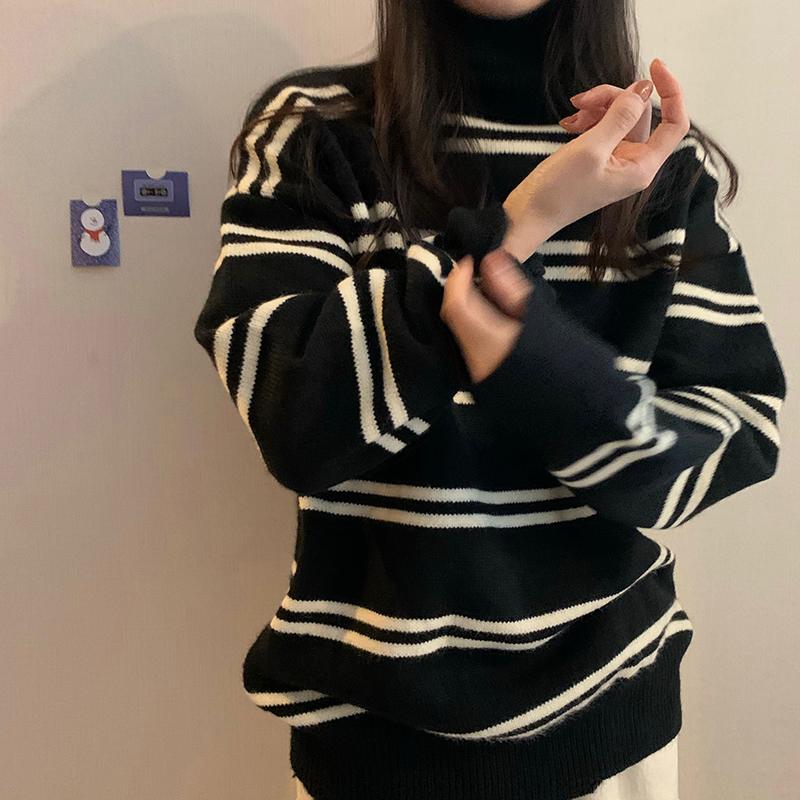 Women's Sweaters Striped Sweater Women Vintage Pullover Casual Turtleneck Knitwear Long Sleeve Knit Warm Tops All Match Jumper Girl Chic, Black
Women's Sweaters Striped Sweater Women Vintage Pullover Casual Turtleneck Knitwear Long Sleeve Knit Warm Tops All Match Jumper Girl Chic, Black