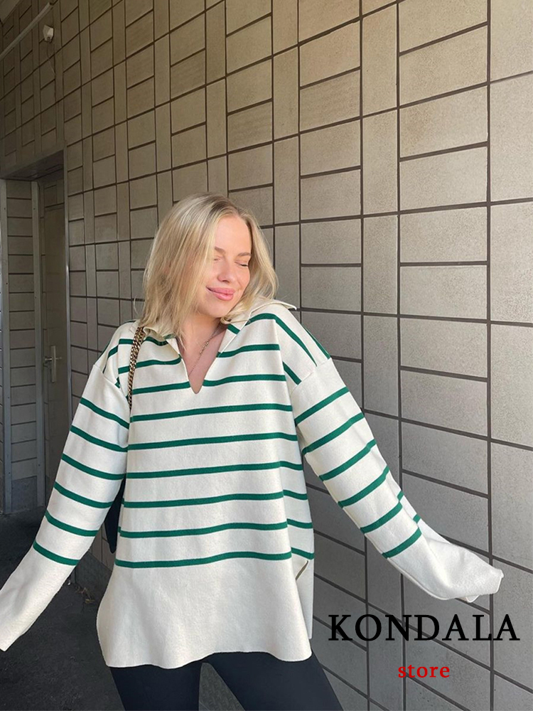 Women's Sweaters KONDALA Vintage Green Striped Knitted Oversized Long Women V Neck Casual Loose Pullovers Female Elegant Tops 230203, Beige
Women's Sweaters KONDALA Vintage Green Striped Knitted Oversized Long Women V Neck Casual Loose Pullovers Female Elegant Tops 230203, Beige