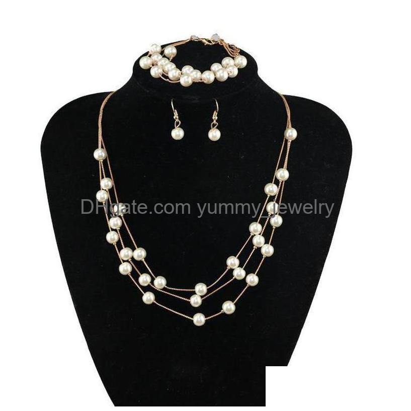 Bracelet Earrings Necklace Stylish Pearl Bracelet Jewelry Sets Mtilayer Tassel Gold Sier Womens Xmas Gift 20Set/Lot Drop Delivery Dhqaw, Silver
Bracelet Earrings Necklace Stylish Pearl Bracelet Jewelry Sets Mtilayer Tassel Gold Sier Womens Xmas Gift 20Set/Lot Drop Delivery Dhqaw, Silver