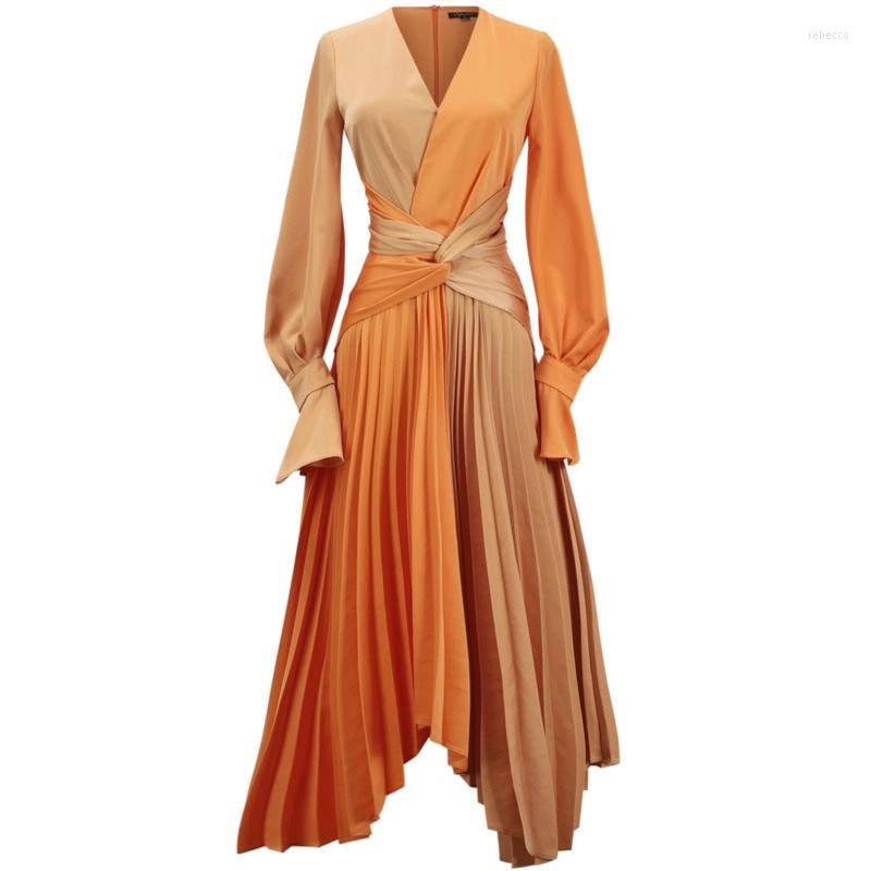 Casual Dresses Fashion Women V-neck Contrast Color Flare Waist Lace Up Orange Long-sleeved, Multi
Casual Dresses Fashion Women V-neck Contrast Color Flare Waist Lace Up Orange Long-sleeved, Multi