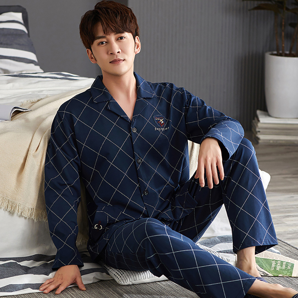 Men's Sleepwear Spring Autumn 100 Cotton Pajamas for Casual Plaid Pajama Sets Plus Size 4XL Long Sleeve Comfortable Pijama 230202, 21
Men's Sleepwear Spring Autumn 100 Cotton Pajamas for Casual Plaid Pajama Sets Plus Size 4XL Long Sleeve Comfortable Pijama 230202, 21