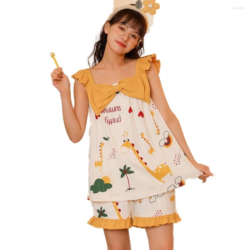 Women's Sleepwear Women's Pajamas Cute Cartoon Print Set Sweet Casual Cotton Suspender Sleeveless Shorts Summer, Silver
Women's Sleepwear Women's Pajamas Cute Cartoon Print Set Sweet Casual Cotton Suspender Sleeveless Shorts Summer, Silver