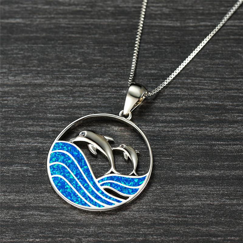 Pendant Necklaces Cute Female Blue Fire Opal Necklace Classic Silver Color Chain For Women Luxury Wave Dolphin Wedding NecklacePendant
Pendant Necklaces Cute Female Blue Fire Opal Necklace Classic Silver Color Chain For Women Luxury Wave Dolphin Wedding NecklacePendant