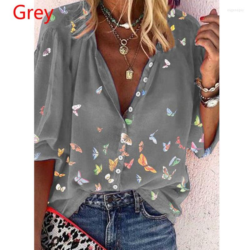Women' Blouses Tops Women Shirts Ladies Casual V-Neck Long Sleeve Female Top Butterfly Print Buttons Shirt For, Gray
Women' Blouses Tops Women Shirts Ladies Casual V-Neck Long Sleeve Female Top Butterfly Print Buttons Shirt For, Gray