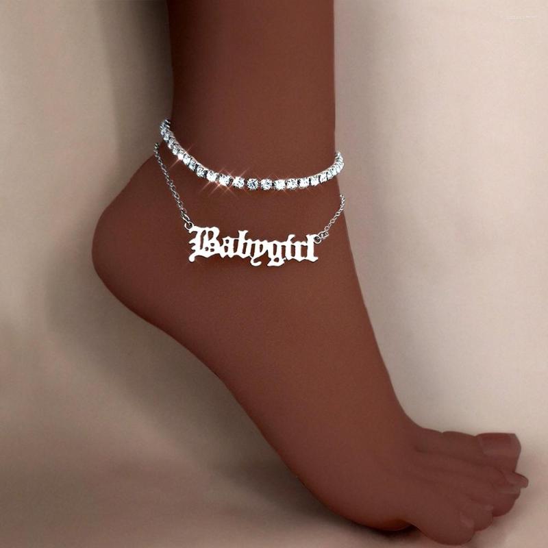 Anklets Multi-layer Gold Silver Color Babygirl Letter Bracelet For Women Summer Barefoot Shiny Crystal Foot Leg Chain Jewelry
Anklets Multi-layer Gold Silver Color Babygirl Letter Bracelet For Women Summer Barefoot Shiny Crystal Foot Leg Chain Jewelry